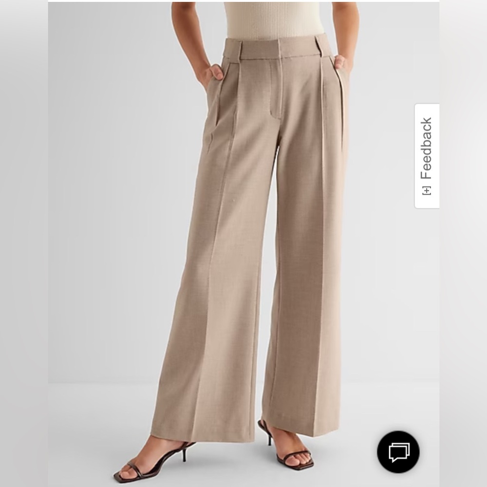 Express Stylist High Waisted Luxe Lounge Pleated Wide Leg Pant NWT